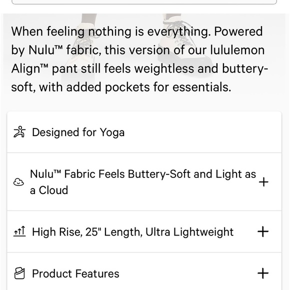 LULULEMON black Align high rise pants 25” with side pockets size 6 NWT - Picture 8 of 10